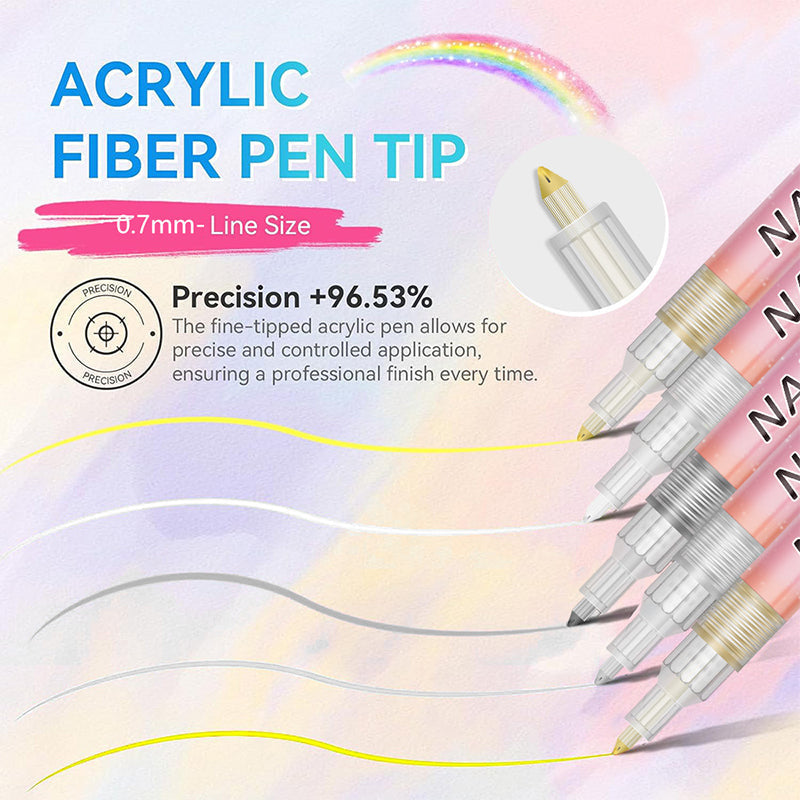 🎁 12-Color Professional Nail Art Pen Set – Ultra-Precise 0.7 mm Tip & Quick Drying ✨💅