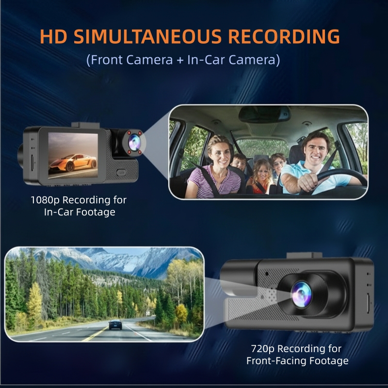 📸 3-Channel 1080P Dash Cam with WiFi🚗
