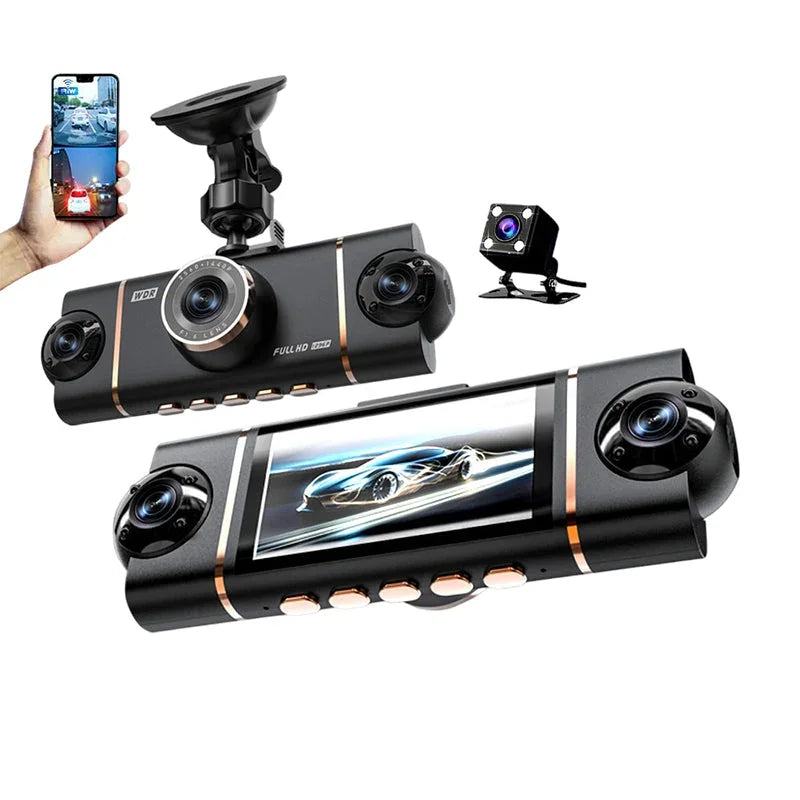 🏆60% Off!🚗4-Channel HD Dashcam with Front Interior Rear Recording🎥
