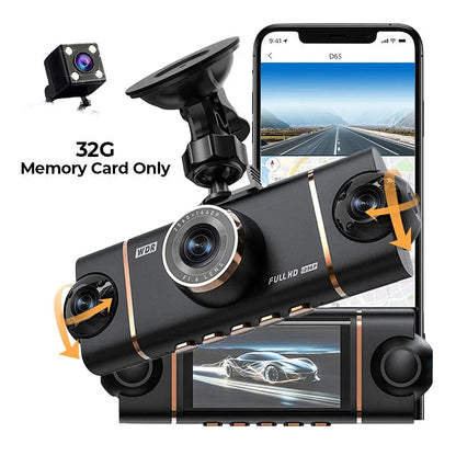 🏆60% Off!🚗4-Channel HD Dashcam with Front Interior Rear Recording🎥