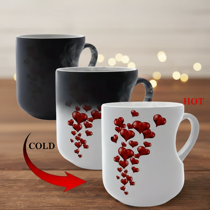 💗LAST DAY SALE 60% OFF⏰ Color-Changing Ceramic Mug with Heart-Shaped Handle for Valentine's Day 💝✨