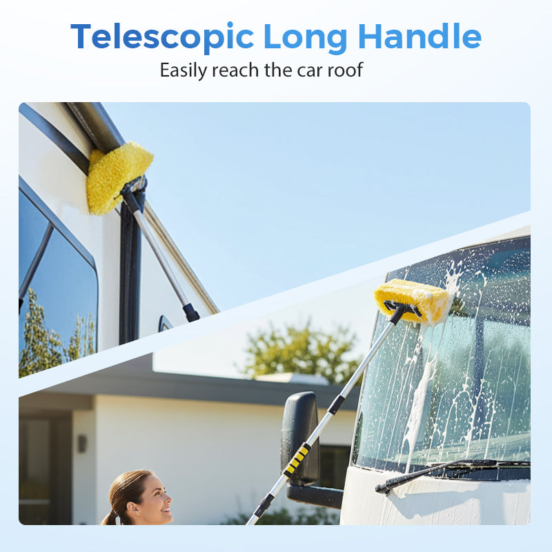 🚗 Extendable Car Wash Brush – 60" Long Handle, 360° Clean! ✨ Reach higher, scrub smarter – gentle on paint, tough on dirt! 🧼💦