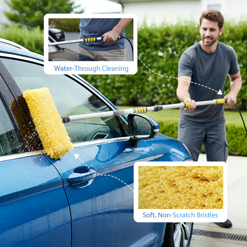 🚗 Extendable Car Wash Brush – 60" Long Handle, 360° Clean! ✨ Reach higher, scrub smarter – gentle on paint, tough on dirt! 🧼💦