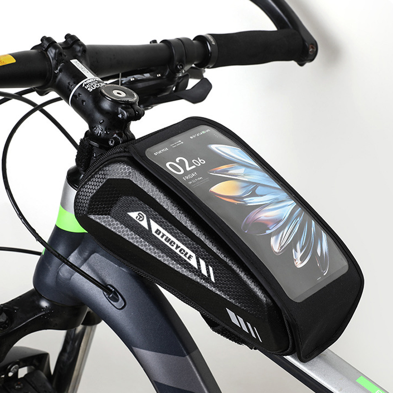 🚴 50% OFF NOW! 💧 Water-Resistant Large Capacity Bicycle Bag – Touch-Sensitive Phone Pouch, Slim Top-Tube Design & Dual Zippers 📱