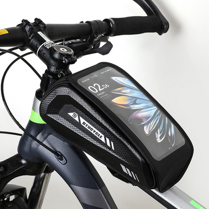 🚴 50% OFF NOW! 💧 Water-Resistant Large Capacity Bicycle Bag – Touch-Sensitive Phone Pouch, Slim Top-Tube Design & Dual Zippers 📱