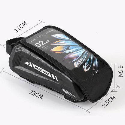 🚴 50% OFF NOW! 💧 Water-Resistant Large Capacity Bicycle Bag – Touch-Sensitive Phone Pouch, Slim Top-Tube Design & Dual Zippers 📱