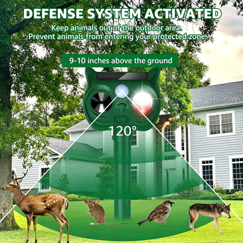 🌞 50% OFF! Solar animal repeller – motion-activated, ultrasonic + flashing light. IP44 waterproof. 50K+ sold! 🚫🦌
