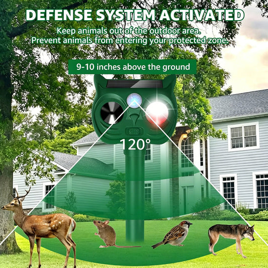 🌞 50% OFF! Solar animal repeller – motion-activated, ultrasonic + flashing light. IP44 waterproof. 50K+ sold! 🚫🦌