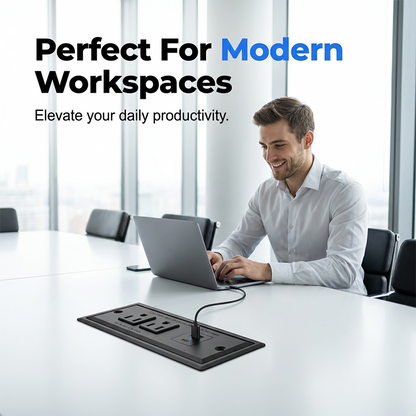 Modern Recessed Desktop Power Strip