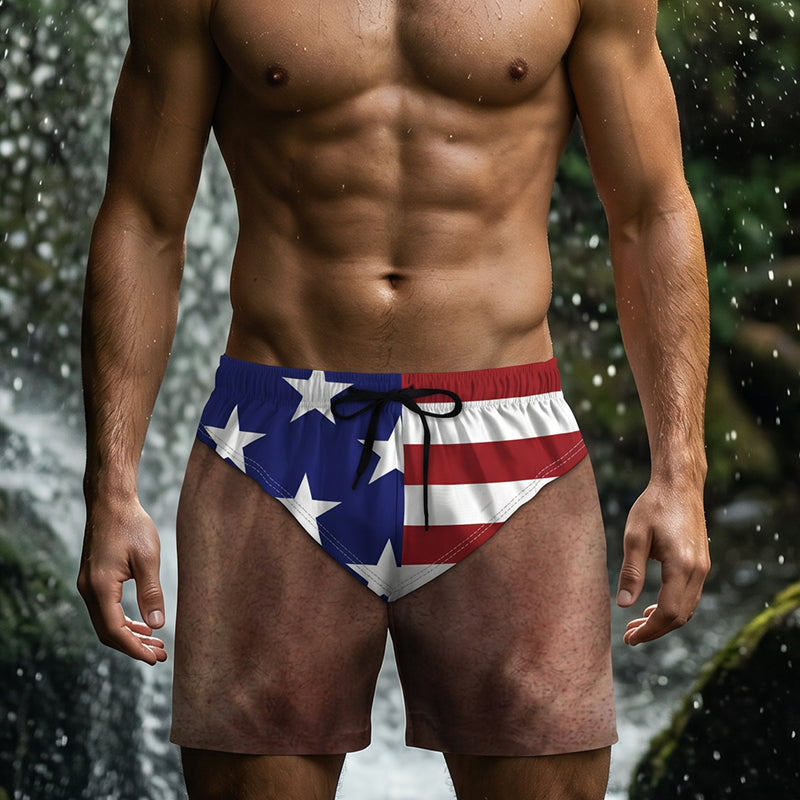 Men's Patriotic Printed Swim Trunks