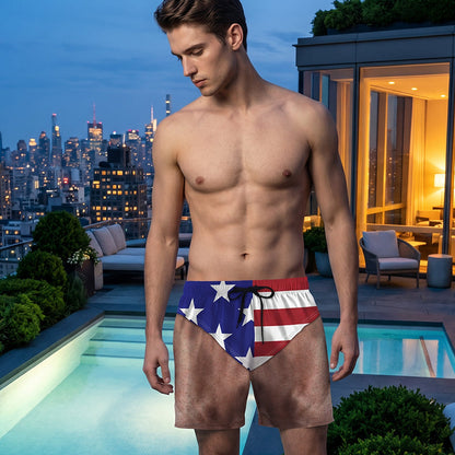 Men's Patriotic Printed Swim Trunks