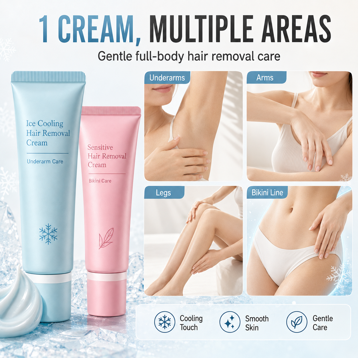 🥳🪒 50% OFF! Gentle Hair Removal Cream – Dual‑care for underarms & bikini area. Plant extracts soothe & moisturise – removes hair without irritation! ✨🛡️