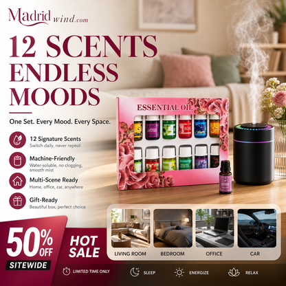 🔥Limited Time 50% Off！🎁🌺The fresh scent lifts your mood！🌷12-Pack Water Soluble Essential Oils Set