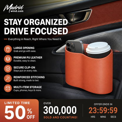 🥳2026 HOT SALE🥳💞50K+ SOLD!🚗🧺 66% OFF! Leather Car Door Cup Holder – Wide‑mouth opening, easy reach for drinks & phone. Clip‑on secure fit. PU leather, tough & stylish. 🛡️✨